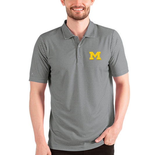 Men's Antigua Steel/White Michigan Wolverines Esteem Polo