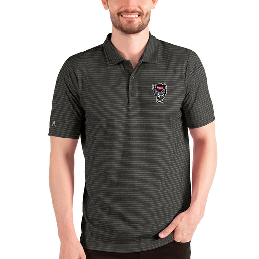 Men's Antigua Heathered Black/Silver NC State Wolfpack Esteem Polo