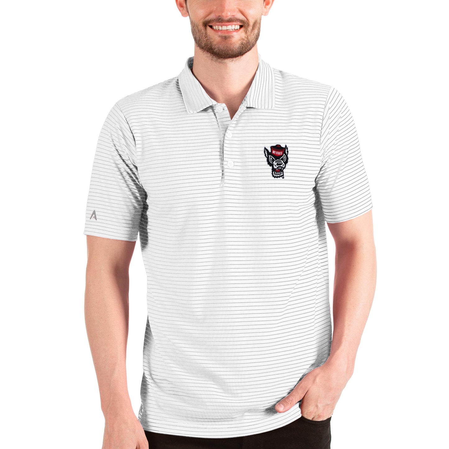 Men's Antigua White/Silver NC State Wolfpack Esteem Polo