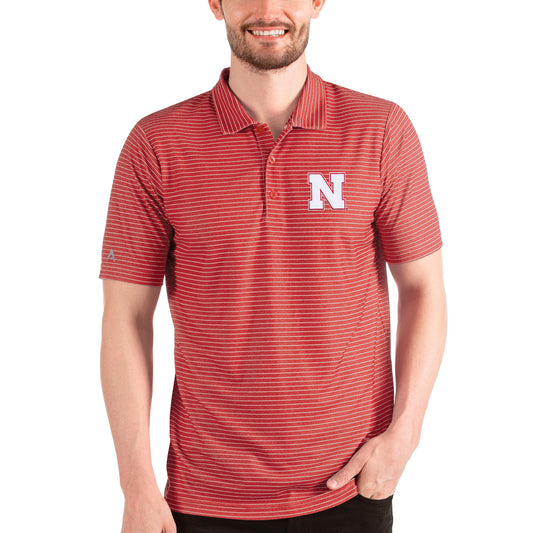 Men's Antigua Heathered Scarlet/White Nebraska Huskers Esteem Polo