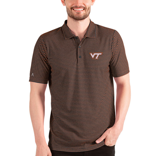 Men's Antigua Heathered Black/Orange Virginia Tech Hokies Esteem Polo