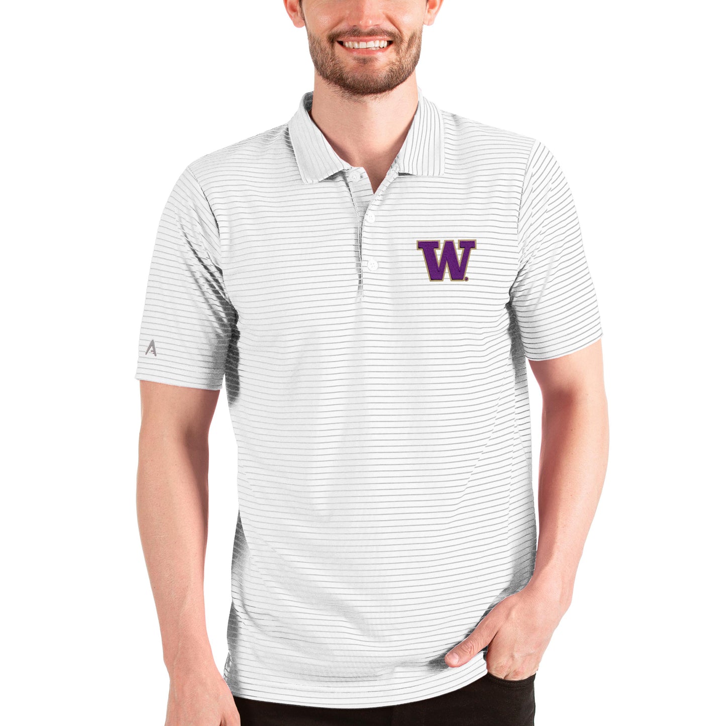 Men's Antigua White/Silver Washington Huskies Esteem Polo