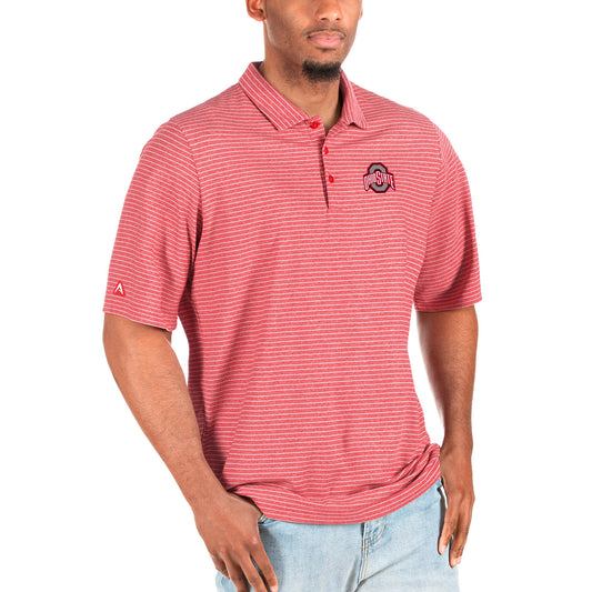 Men's Antigua Heathered Scarlet/White Ohio State Buckeyes Esteem Big & Tall Polo