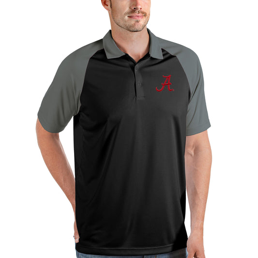 Men's Antigua Black/Steel Alabama Crimson Tide Nova Polo