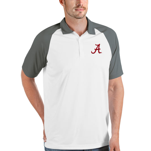 Men's Antigua White/Steel Alabama Crimson Tide Nova Polo