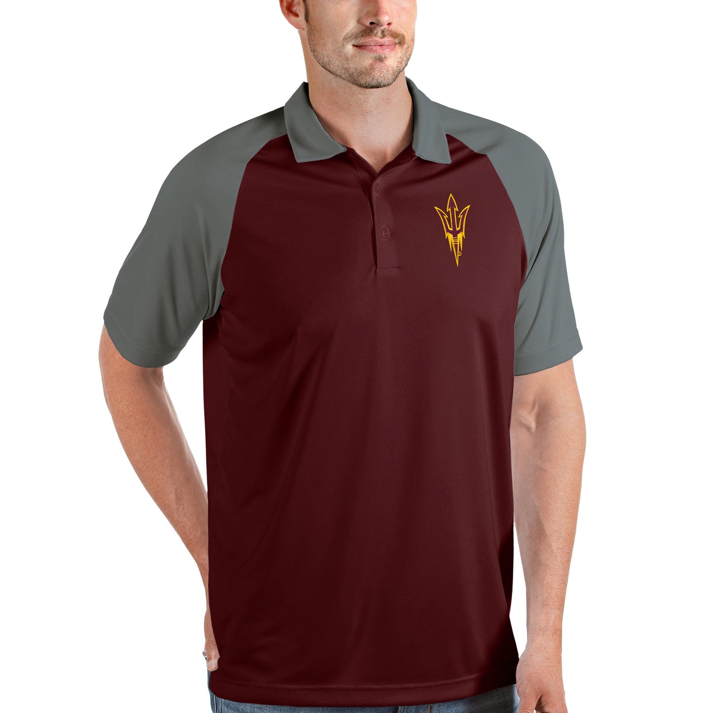 Men's Antigua Maroon/Steel Arizona State Sun Devils Nova Polo