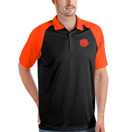 Men's Antigua Black/Orange Clemson Tigers Nova Polo