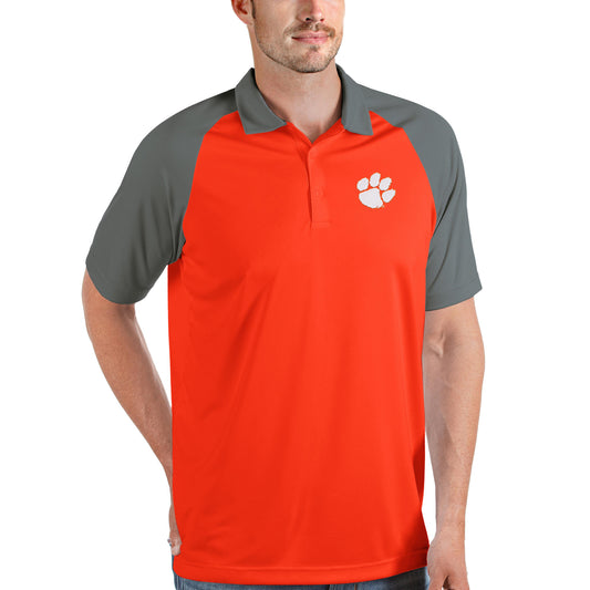 Men's Antigua Orange/Steel Clemson Tigers Nova Polo