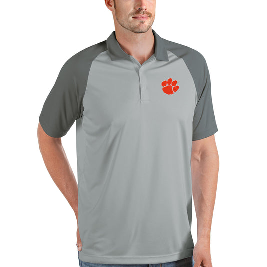 Men's Antigua Silver/Steel Clemson Tigers Nova Polo