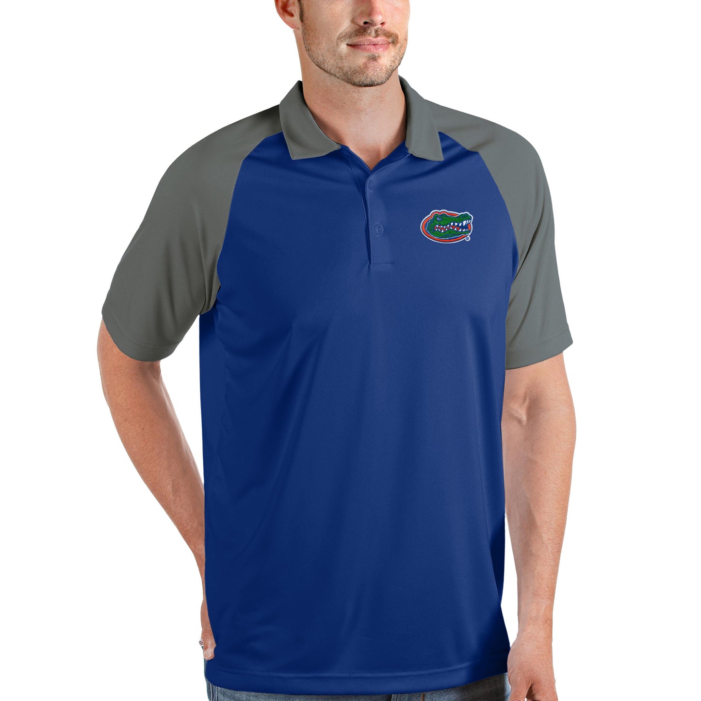 Men's Antigua Royal/Steel Florida Gators Nova Polo