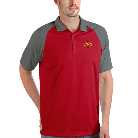 Men's Antigua Cardinal/Steel Iowa State Cyclones Nova Polo