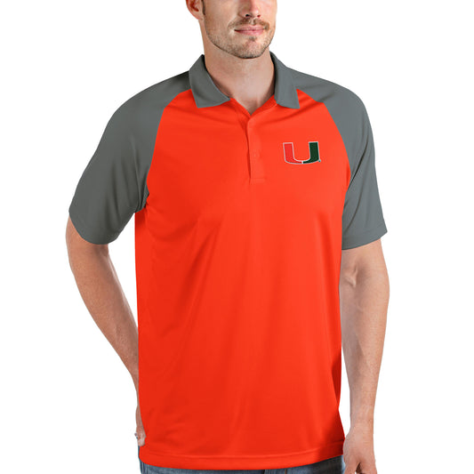 Men's Antigua Orange/Steel Miami Hurricanes Nova Polo