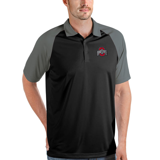Men's Antigua Black/Steel Ohio State Buckeyes Nova Polo