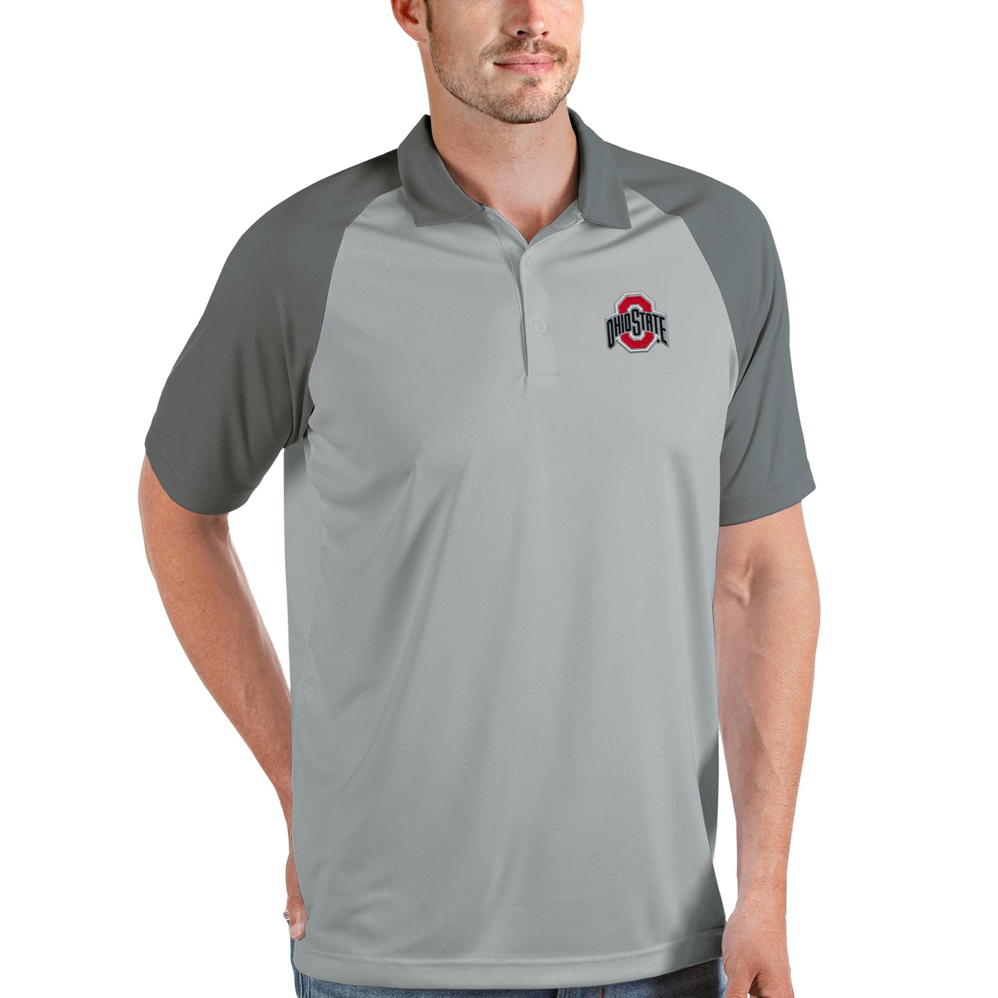 Men's Antigua Silver/Steel Ohio State Buckeyes Nova Polo