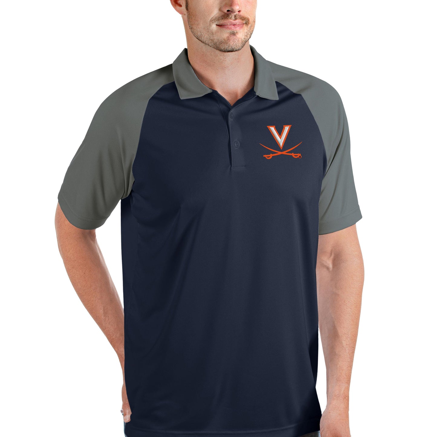 Men's Antigua Navy/Steel Virginia Cavaliers Nova Polo