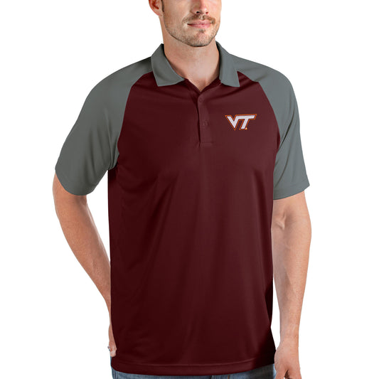 Men's Antigua Maroon/Steel Virginia Tech Hokies Nova Polo