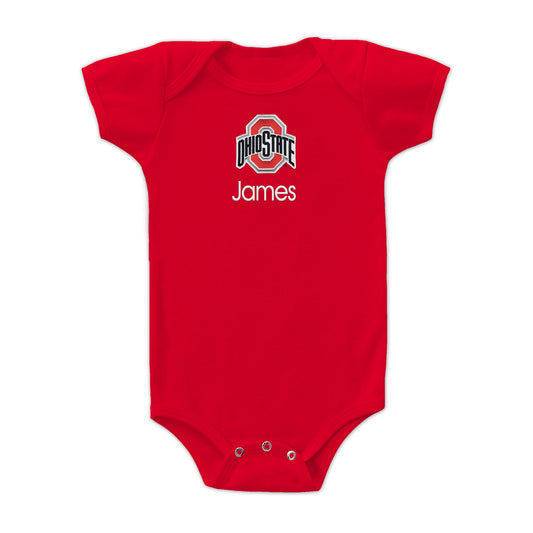 Infant Scarlet Ohio State Buckeyes Personalized Bodysuit