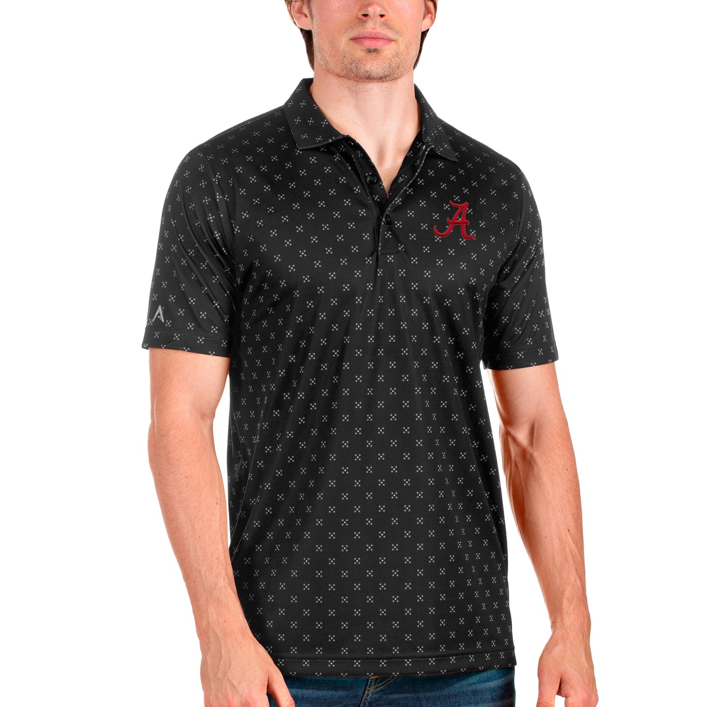 Men's Antigua Black/Steel Alabama Crimson Tide Spark Polo