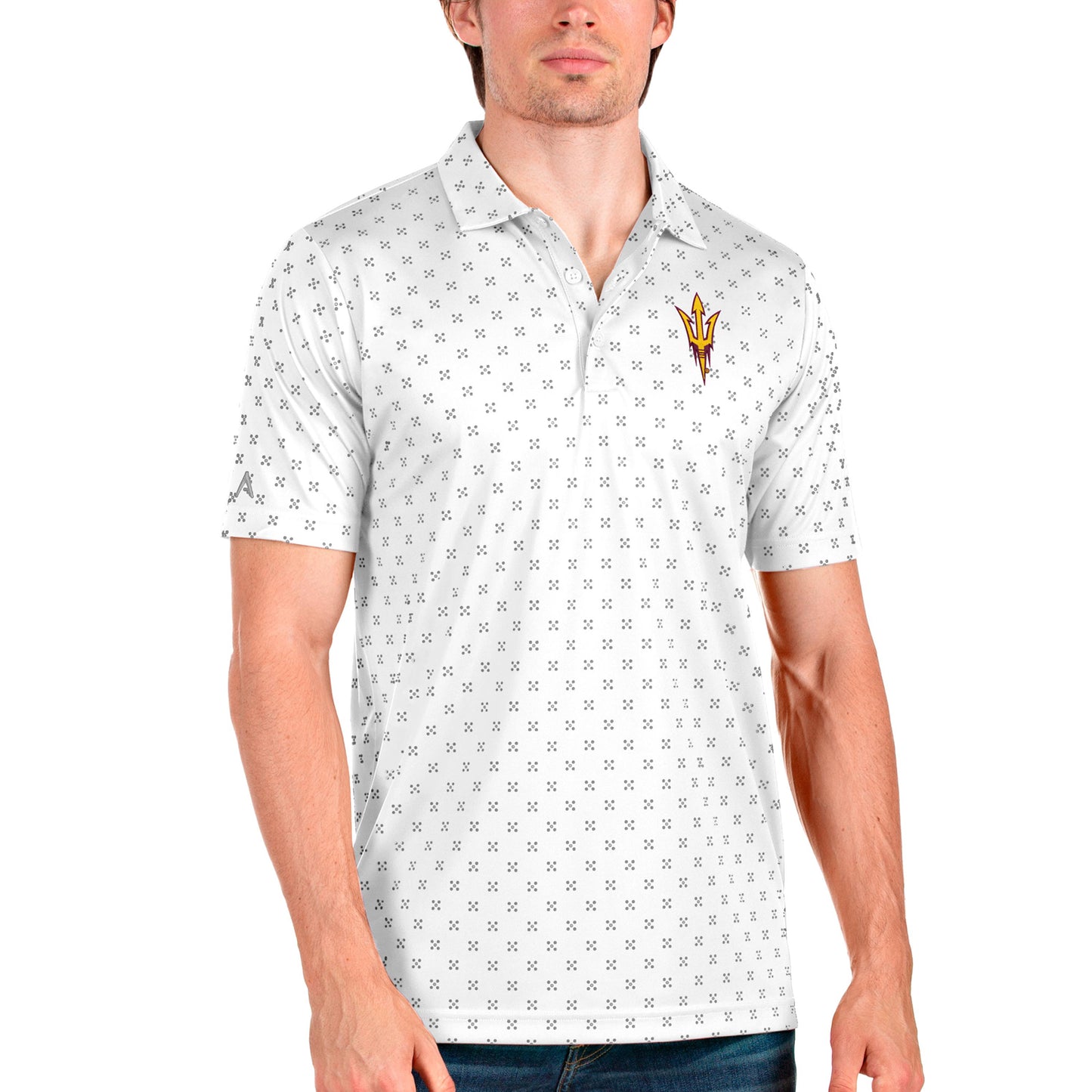 Men's Antigua White/Steel Arizona State Sun Devils Spark Polo