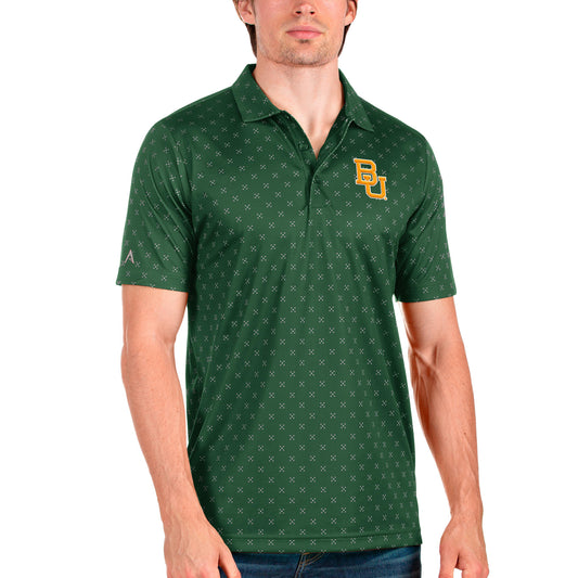 Men's Antigua Forest Green/Steel Baylor Bears Spark Polo