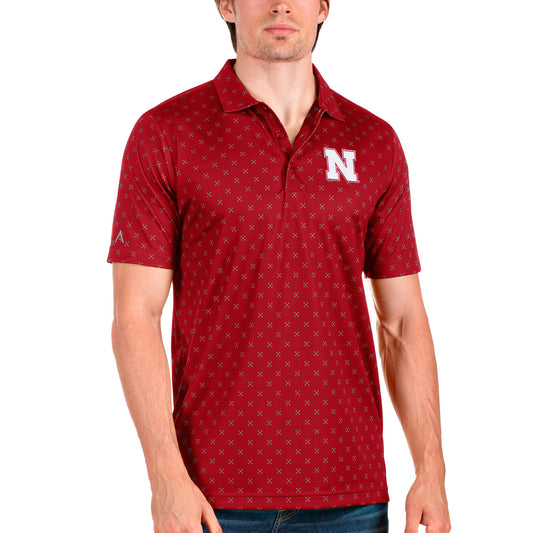 Men's Antigua Scarlet/Steel Nebraska Huskers Spark Polo