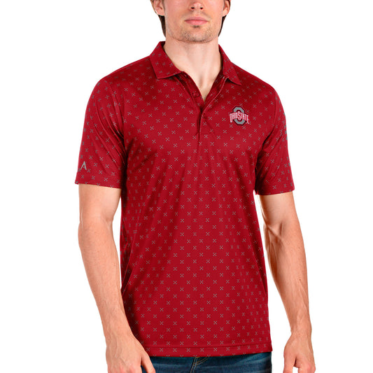Men's Antigua Scarlet/Steel Ohio State Buckeyes Spark Polo