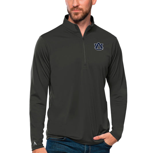 Men's Antigua Charcoal Auburn Tigers Tribute Quarter-Zip Top