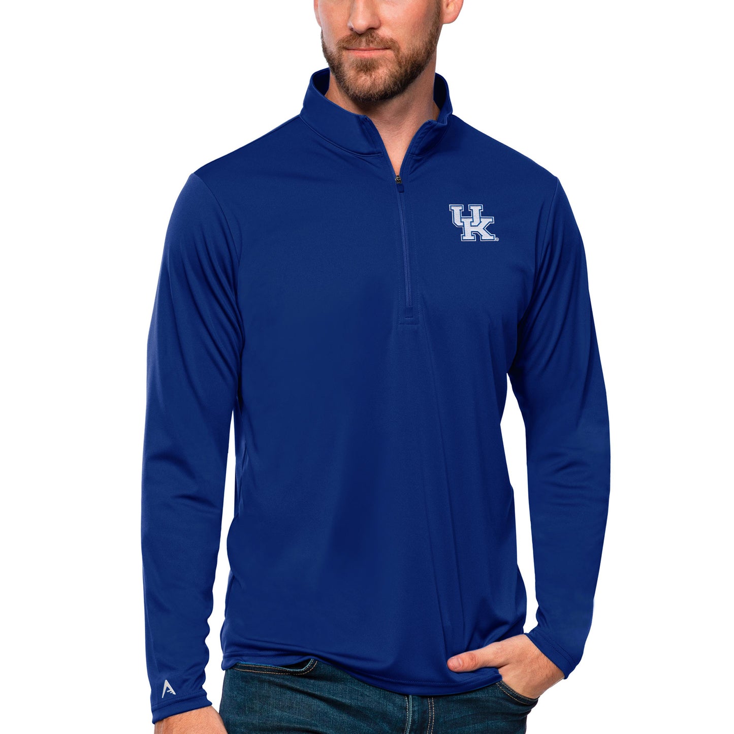 Men's Antigua Royal Kentucky Wildcats Tribute Quarter-Zip Top