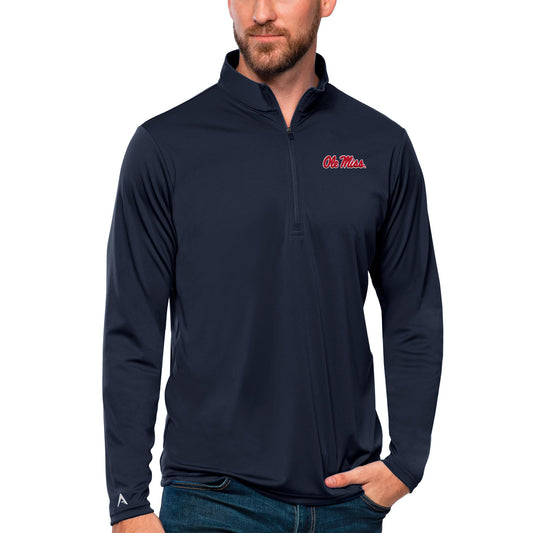 Men's Antigua Navy Ole Miss Rebels Tribute Quarter-Zip Top