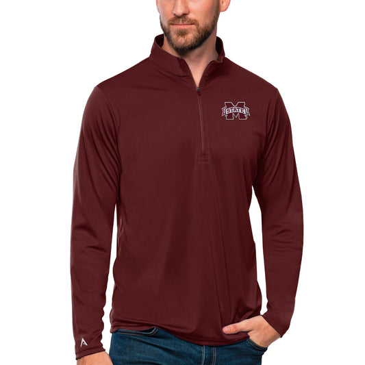 Men's Antigua Maroon Mississippi State Bulldogs Tribute Quarter-Zip Top