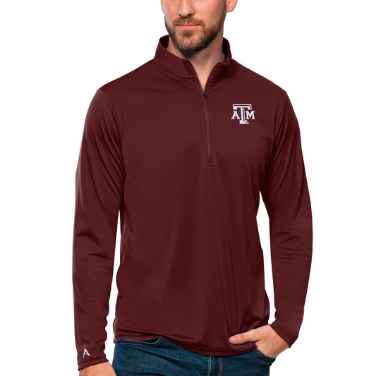 Men's Antigua Maroon Texas A&M Aggies Tribute Quarter-Zip Top