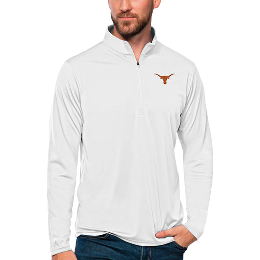 Men's Antigua White Texas Longhorns Tribute Quarter-Zip Top