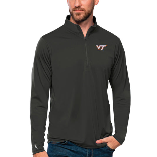 Men's Antigua Charcoal Virginia Tech Hokies Tribute Quarter-Zip Top