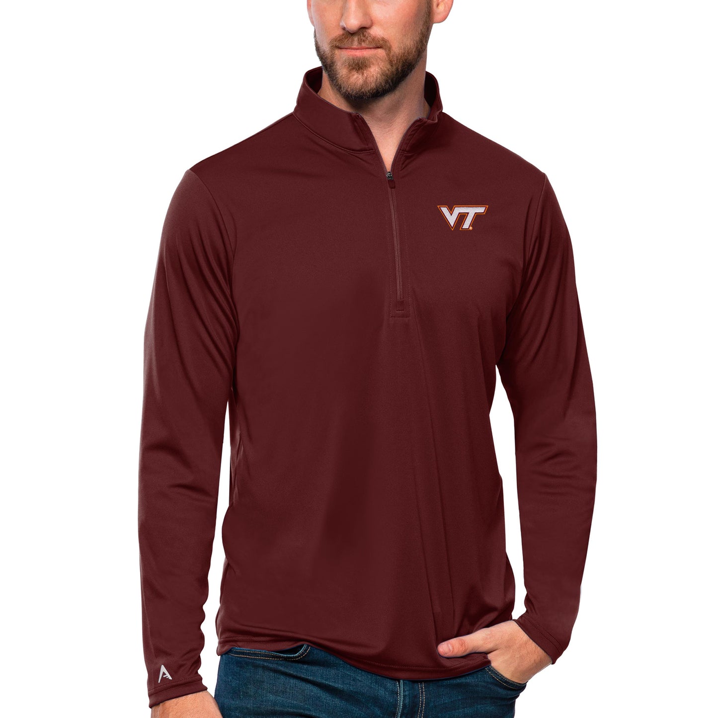 Men's Antigua Maroon Virginia Tech Hokies Tribute Quarter-Zip Top