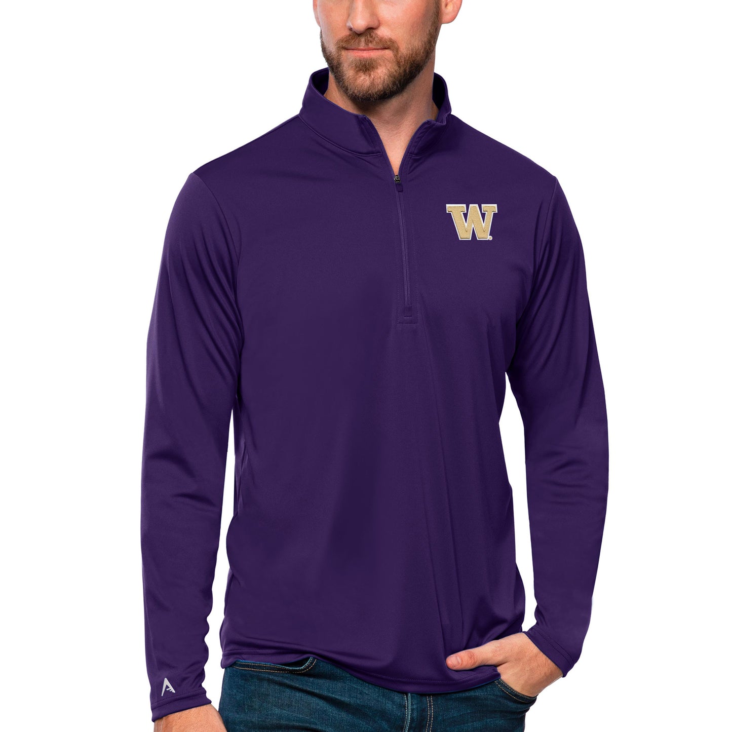 Men's Antigua Purple Washington Huskies Tribute Quarter-Zip Top