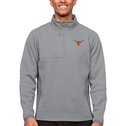 Men's Antigua Heather Gray Texas Longhorns Course Quarter-Zip Pullover Top