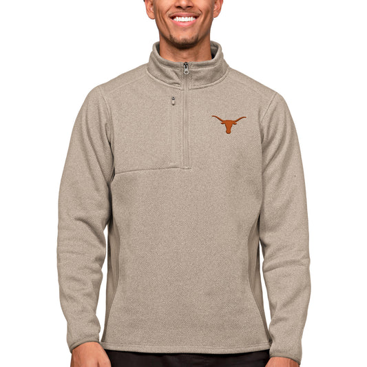 Men's Antigua Oatmeal Texas Longhorns Course Quarter-Zip Pullover Top