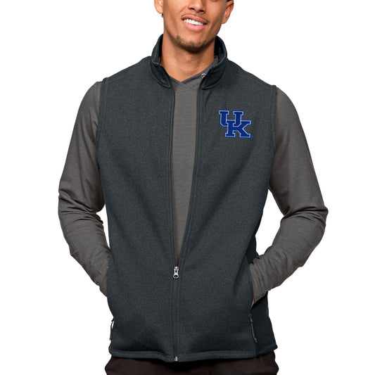 Men's Antigua Heather Charcoal Kentucky Wildcats Course Full-Zip Vest