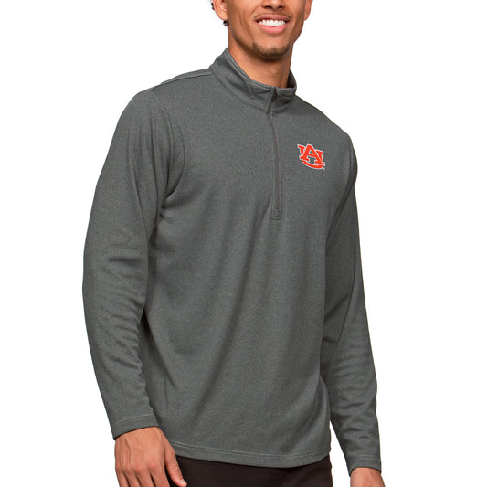 Men's Antigua Heather Charcoal Auburn Tigers Epic Quarter-Zip Pullover Top