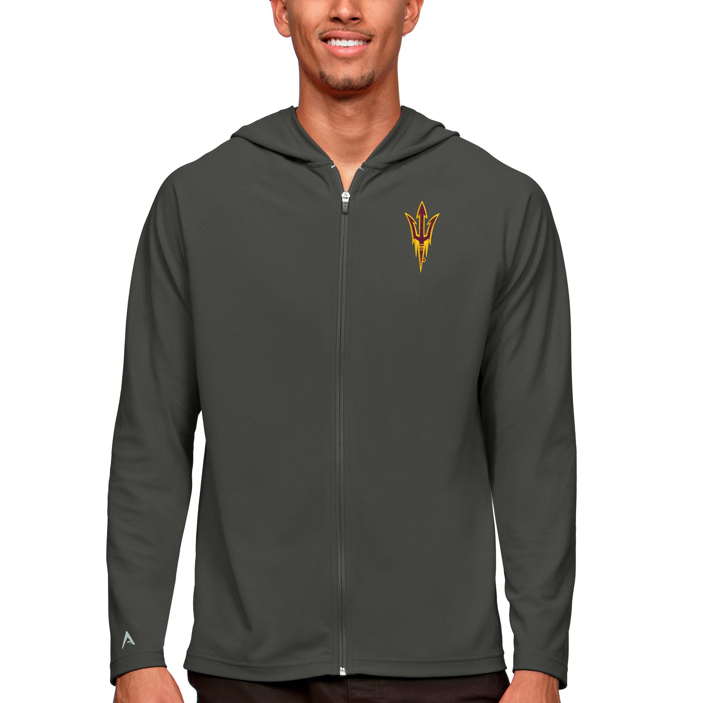 Men's Antigua Charcoal Arizona State Sun Devils Legacy Full-Zip Hoodie