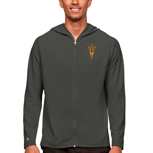 Men's Antigua Charcoal Arizona State Sun Devils Legacy Full-Zip Hoodie