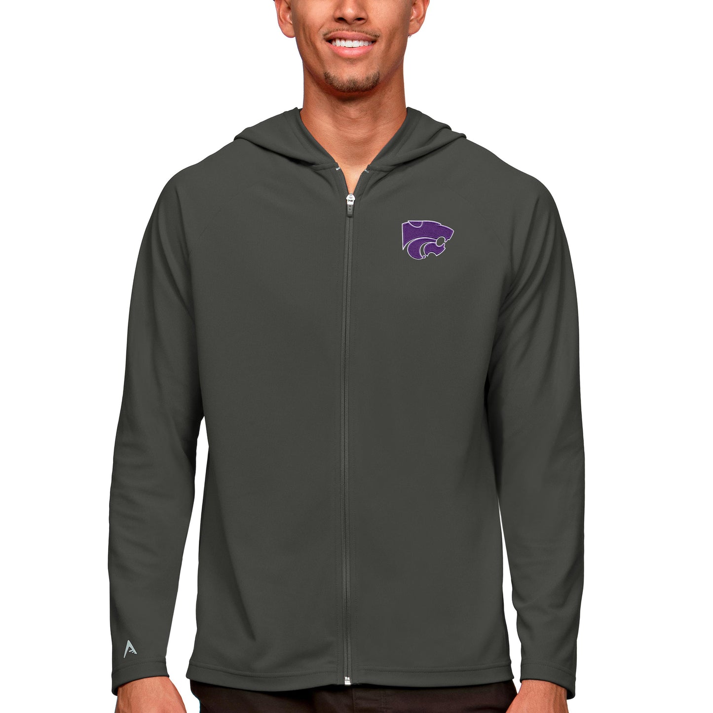 Men's Antigua Charcoal Kansas State Wildcats Legacy Full-Zip Hoodie