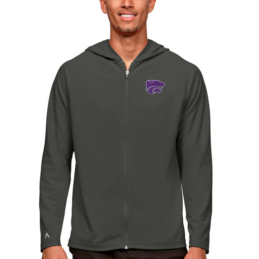 Men's Antigua Charcoal Kansas State Wildcats Legacy Full-Zip Hoodie