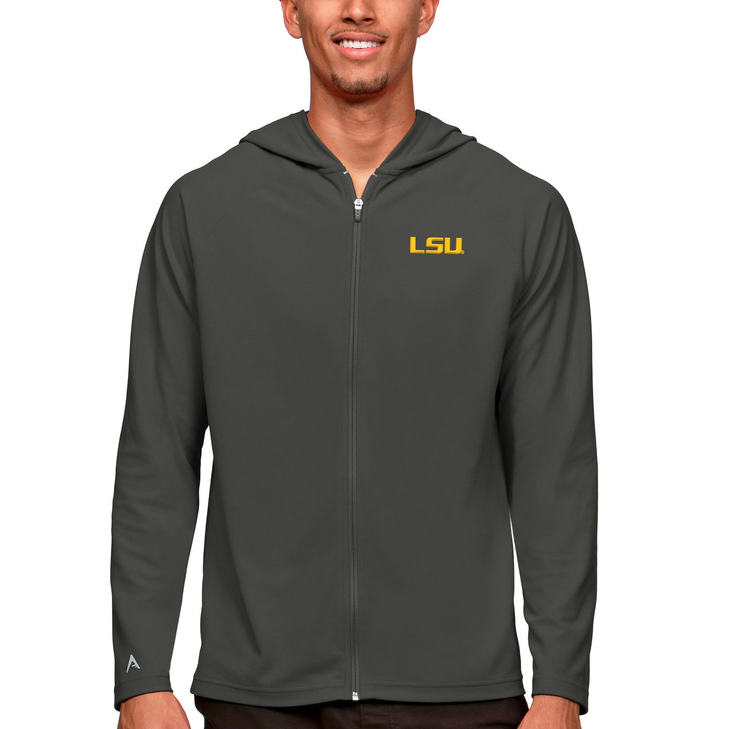 Men's Antigua Charcoal LSU Tigers Legacy Full-Zip Hoodie