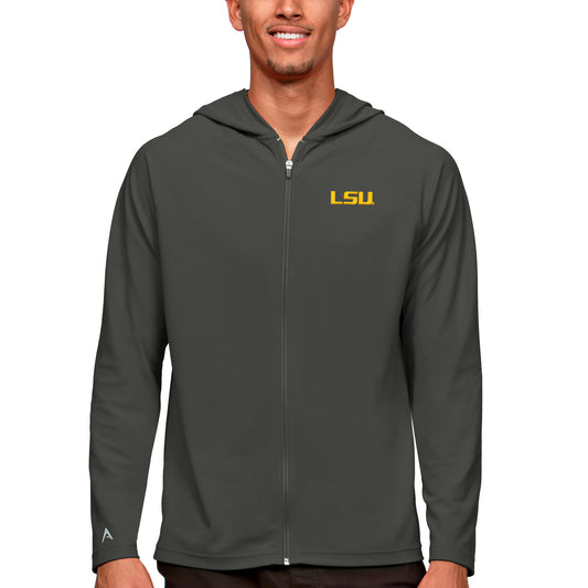 Men's Antigua Charcoal LSU Tigers Legacy Full-Zip Hoodie