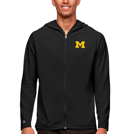 Men's Antigua Black Michigan Wolverines Legacy Full-Zip Hoodie