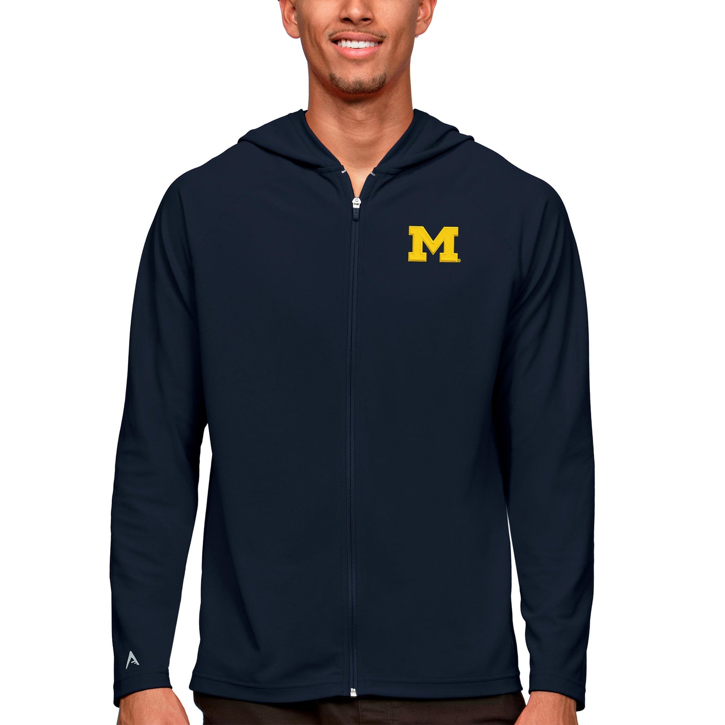 Men's Antigua Navy Michigan Wolverines Legacy Full-Zip Hoodie