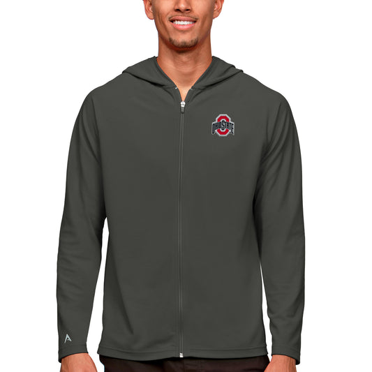 Men's Antigua Charcoal Ohio State Buckeyes Legacy Full-Zip Hoodie