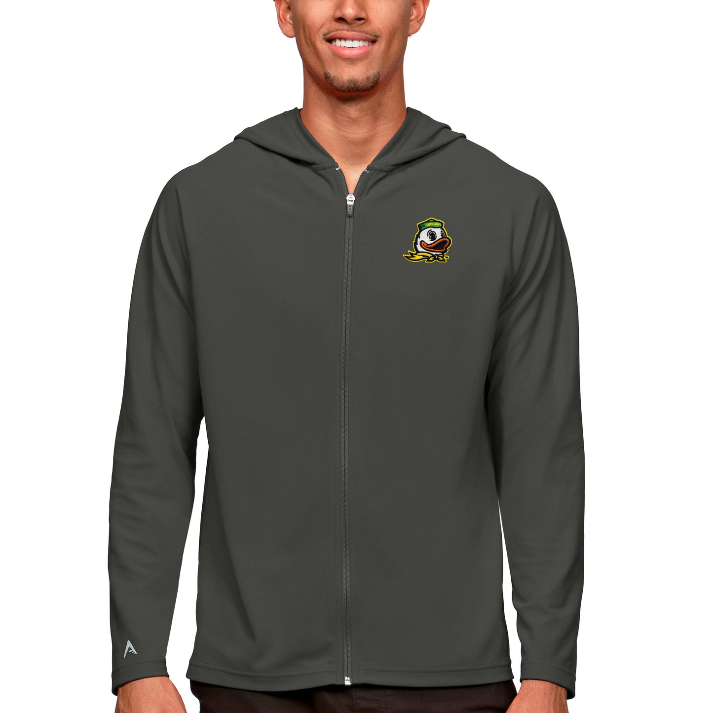 Men's Antigua Charcoal Oregon Ducks Legacy Full-Zip Hoodie