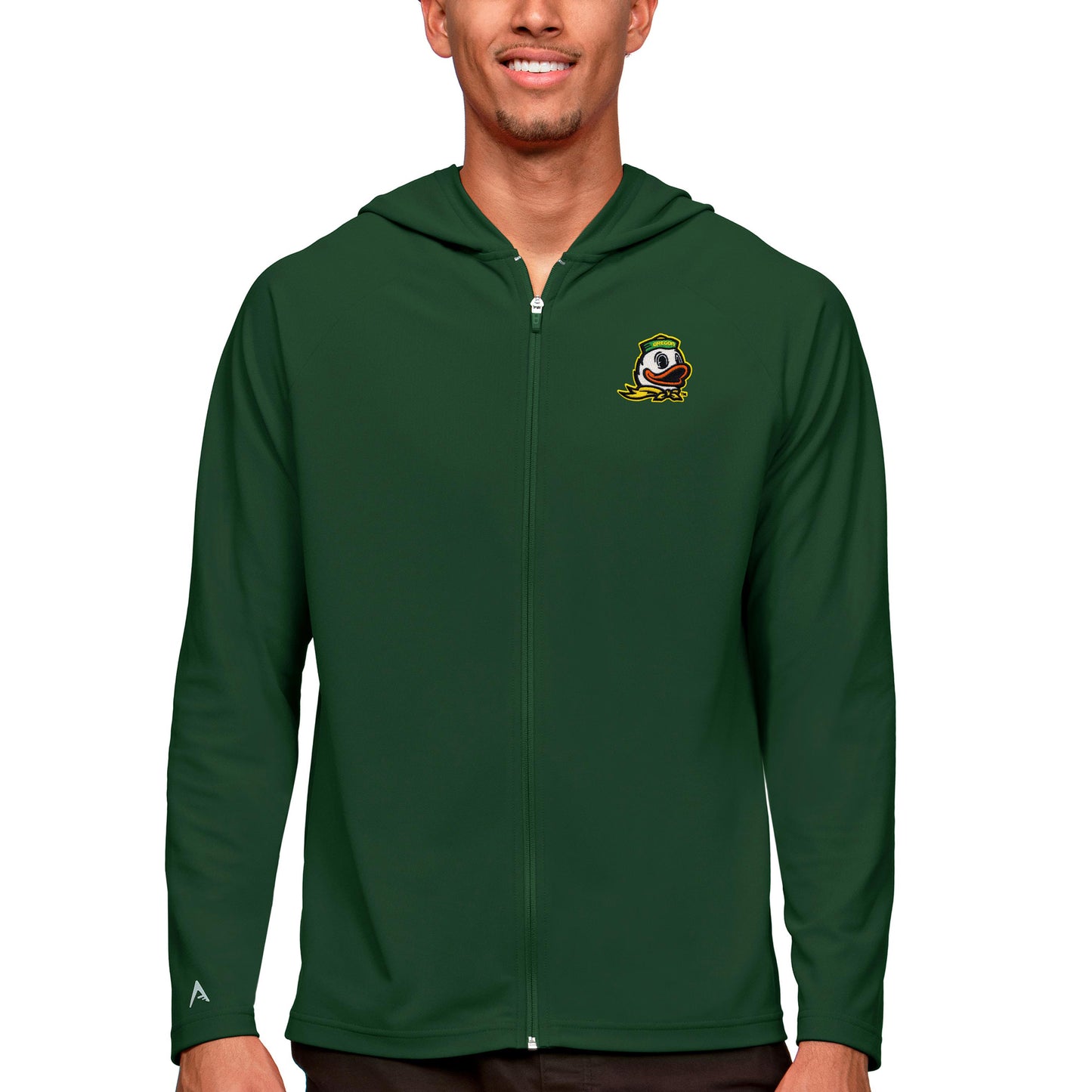 Men's Antigua Green Oregon Ducks Legacy Full-Zip Hoodie